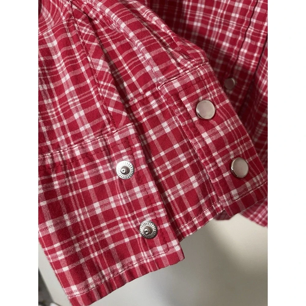 Roper Men's Long Sleeve Pearl Snap Plaid Shirt Size L‎ Red Western Rodeo Cowboy